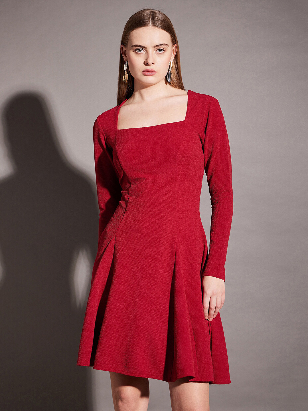 MABISH by Sonal Jain Square Neck Long Sleeves Cut-Outs Fit & Flare Dress