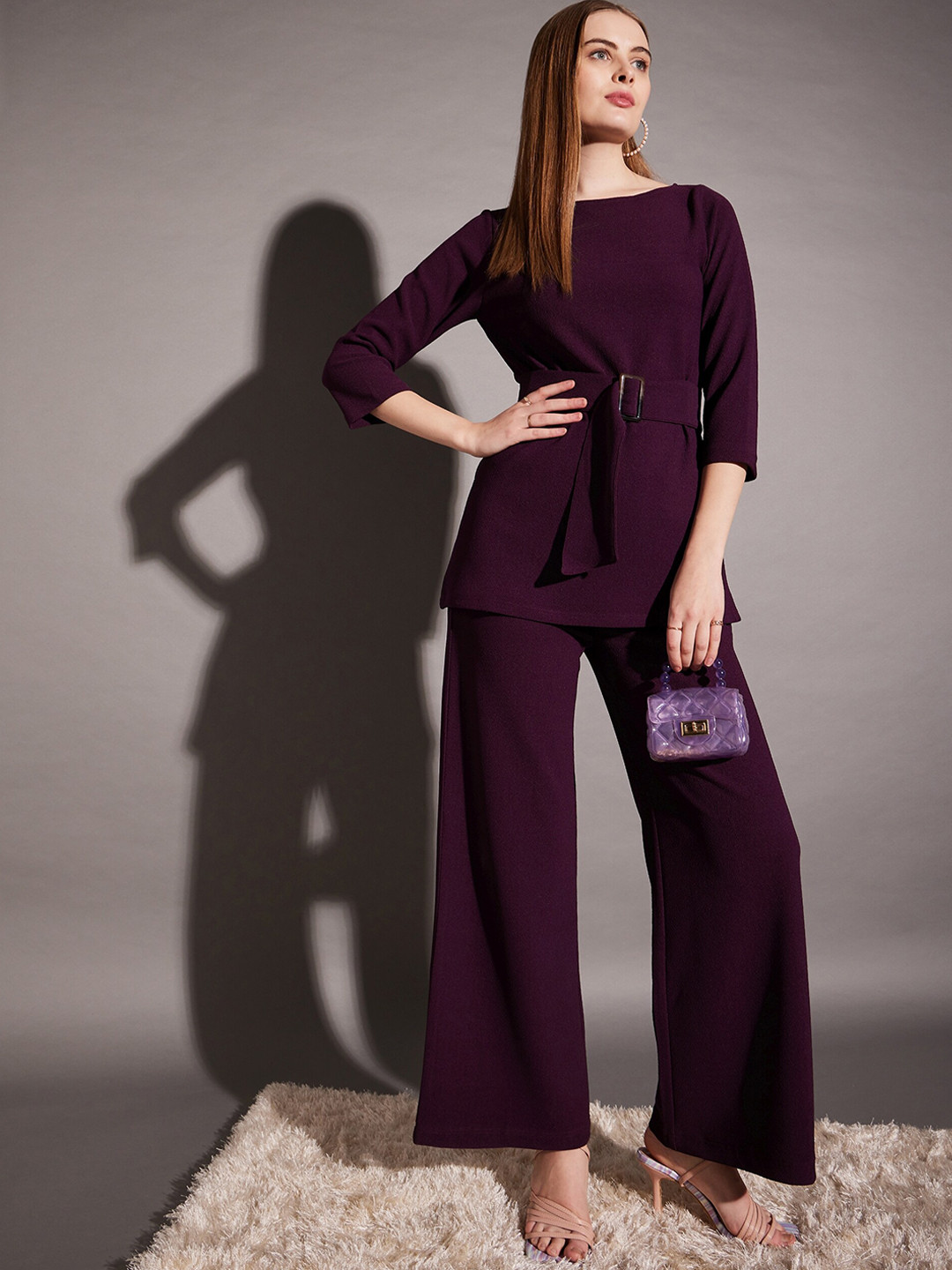 MABISH by Sonal Jain Boat Neck Tunic With Palazzo & Belt