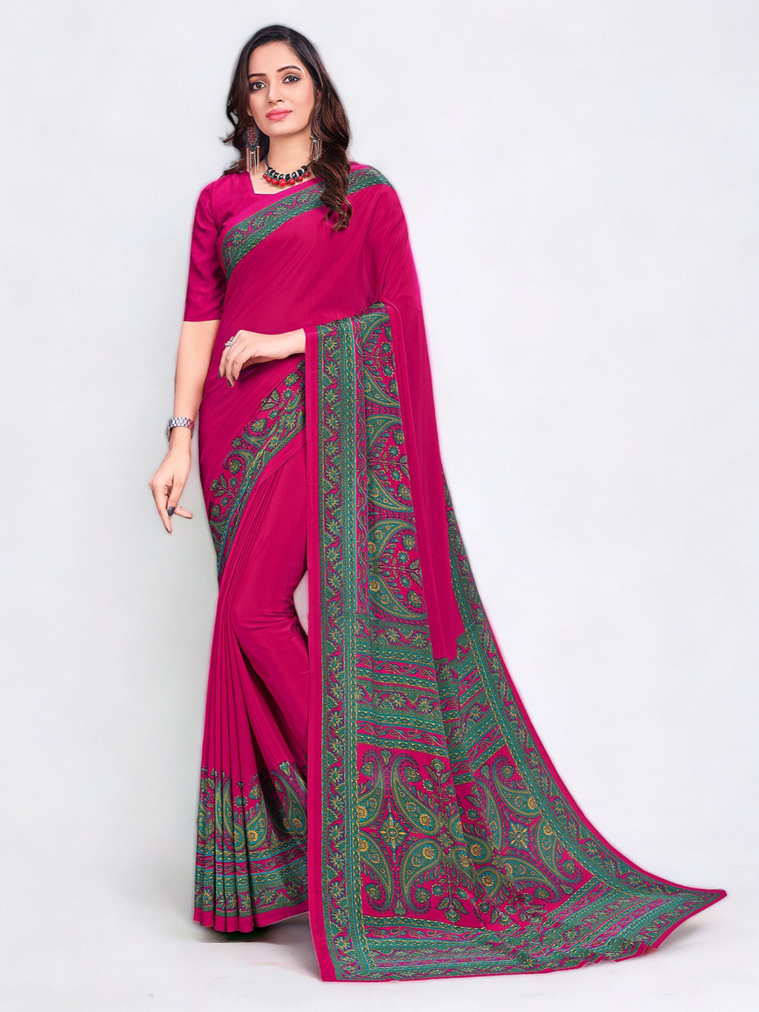 Vipra Designer Ethnic Printed Border Saree