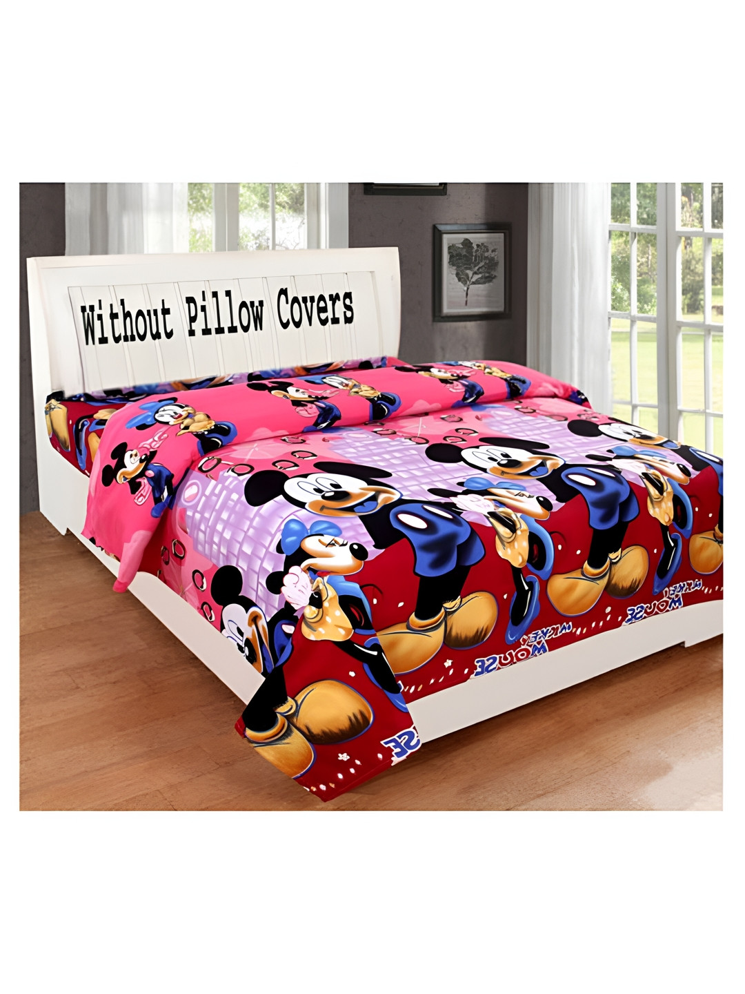 Supreme Home Collective Pink Cartoon Characters Microfiber 144 TC Queen Bedsheet -225 x 200 cm