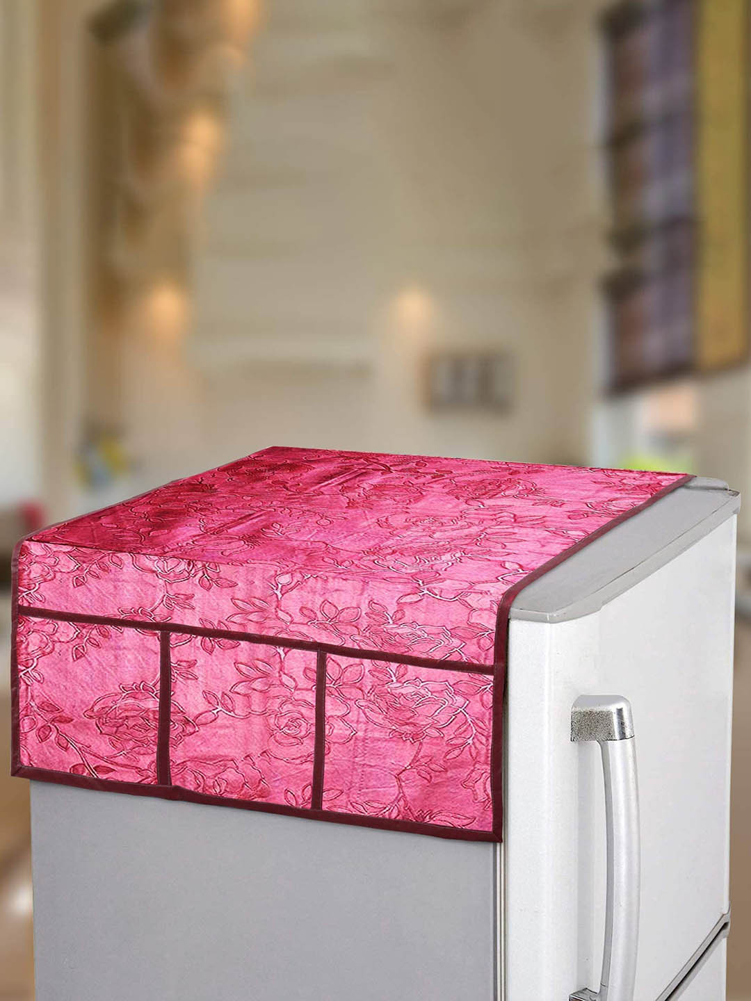 Dakshya Industries Red Printed Refrigerator Top Cover