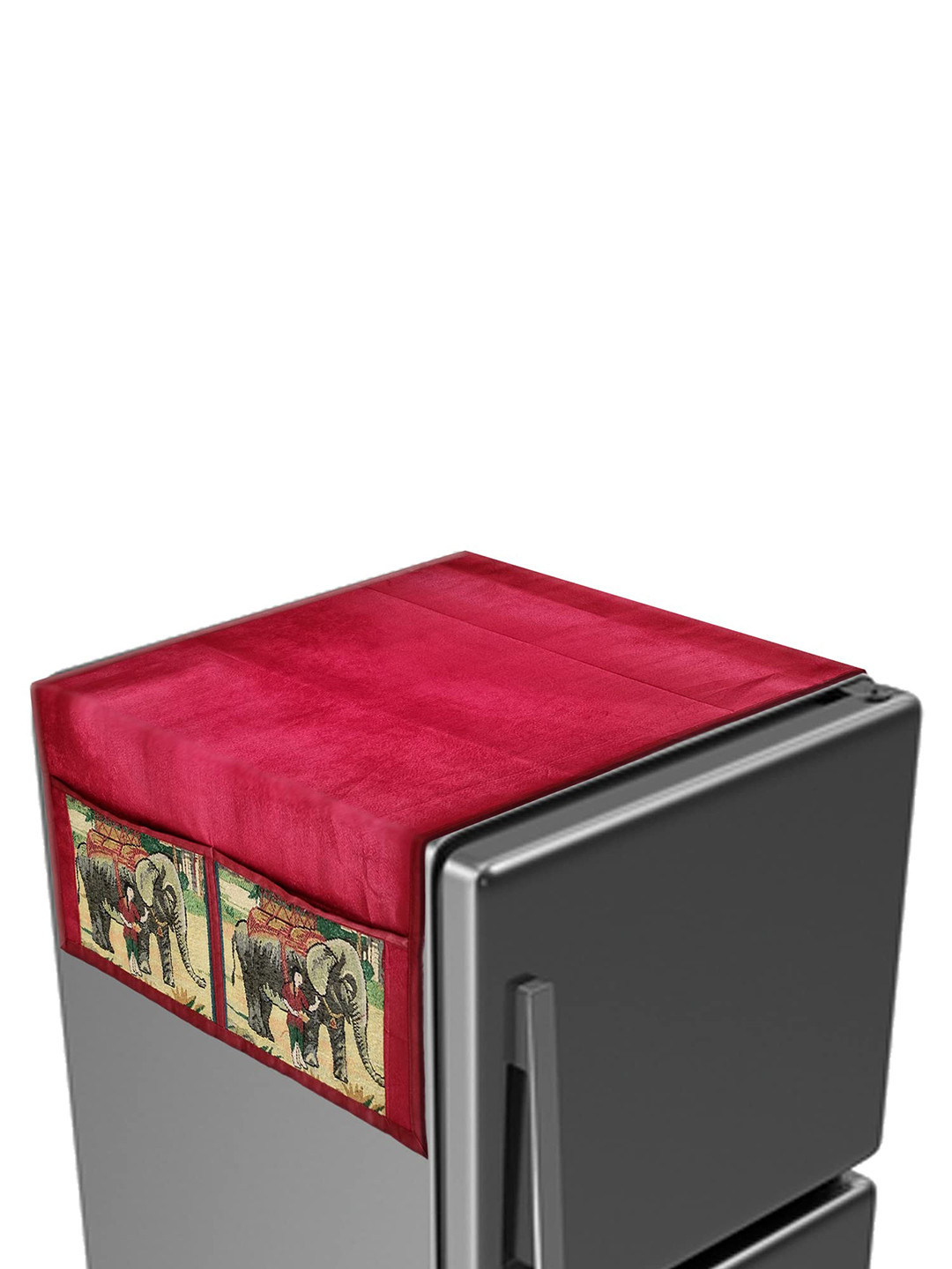 Dakshya Industries Maroon Printed Fridge Top Cover