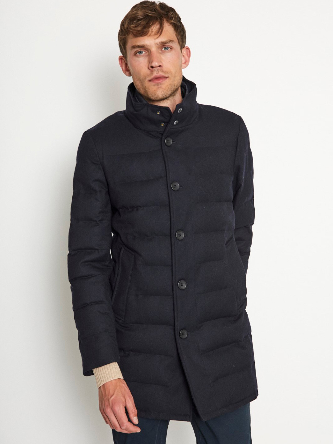 Bruun & Stengade Quilted Woollen Single-Breasted Overcoat