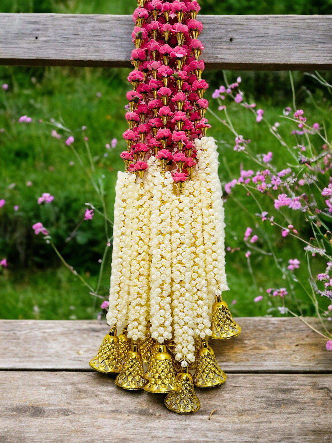 BS AMOR White & Pink Floral Traditional Toran