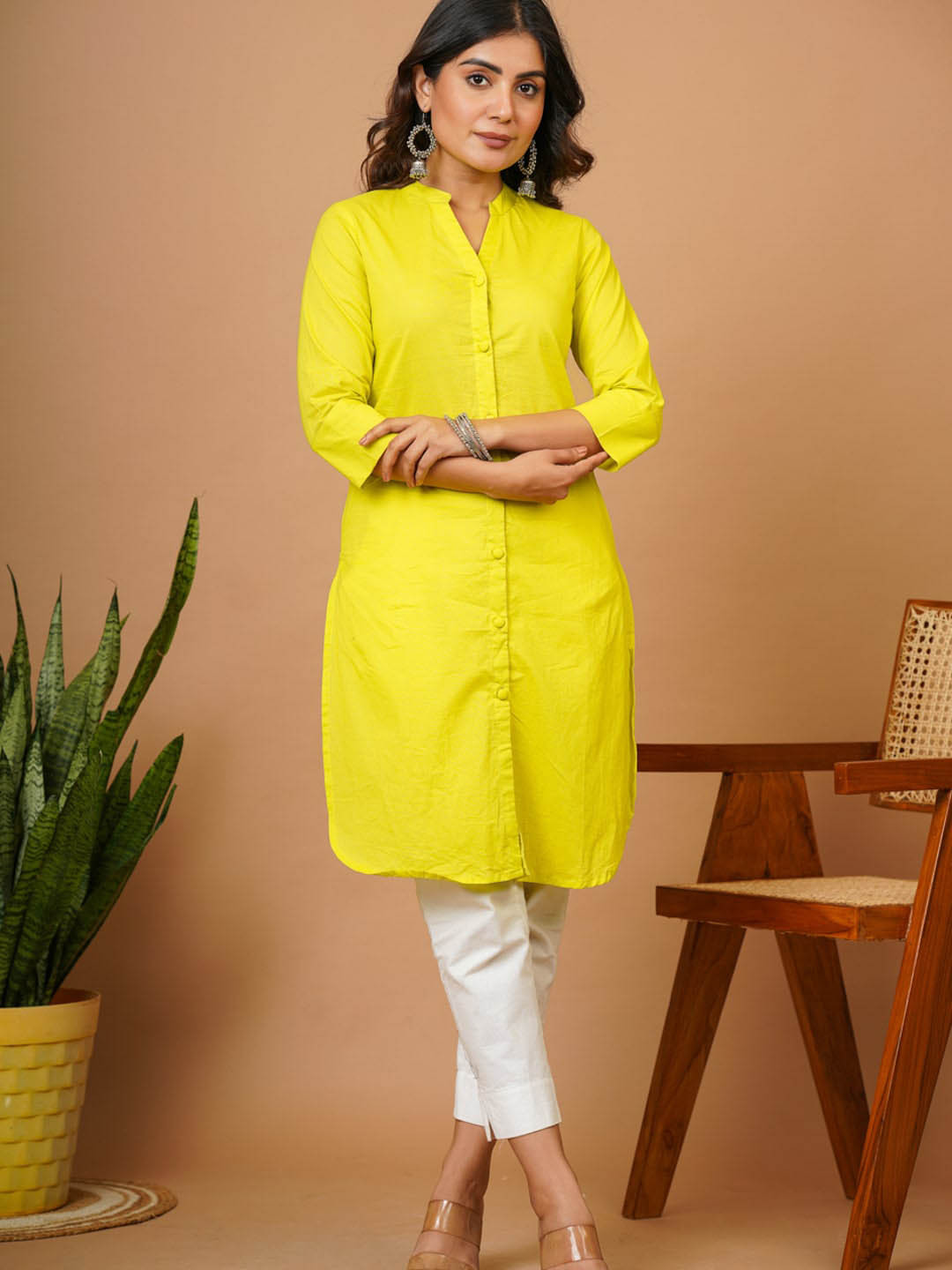 Adveta Mandarin Collar A-Line Cotton Kurta