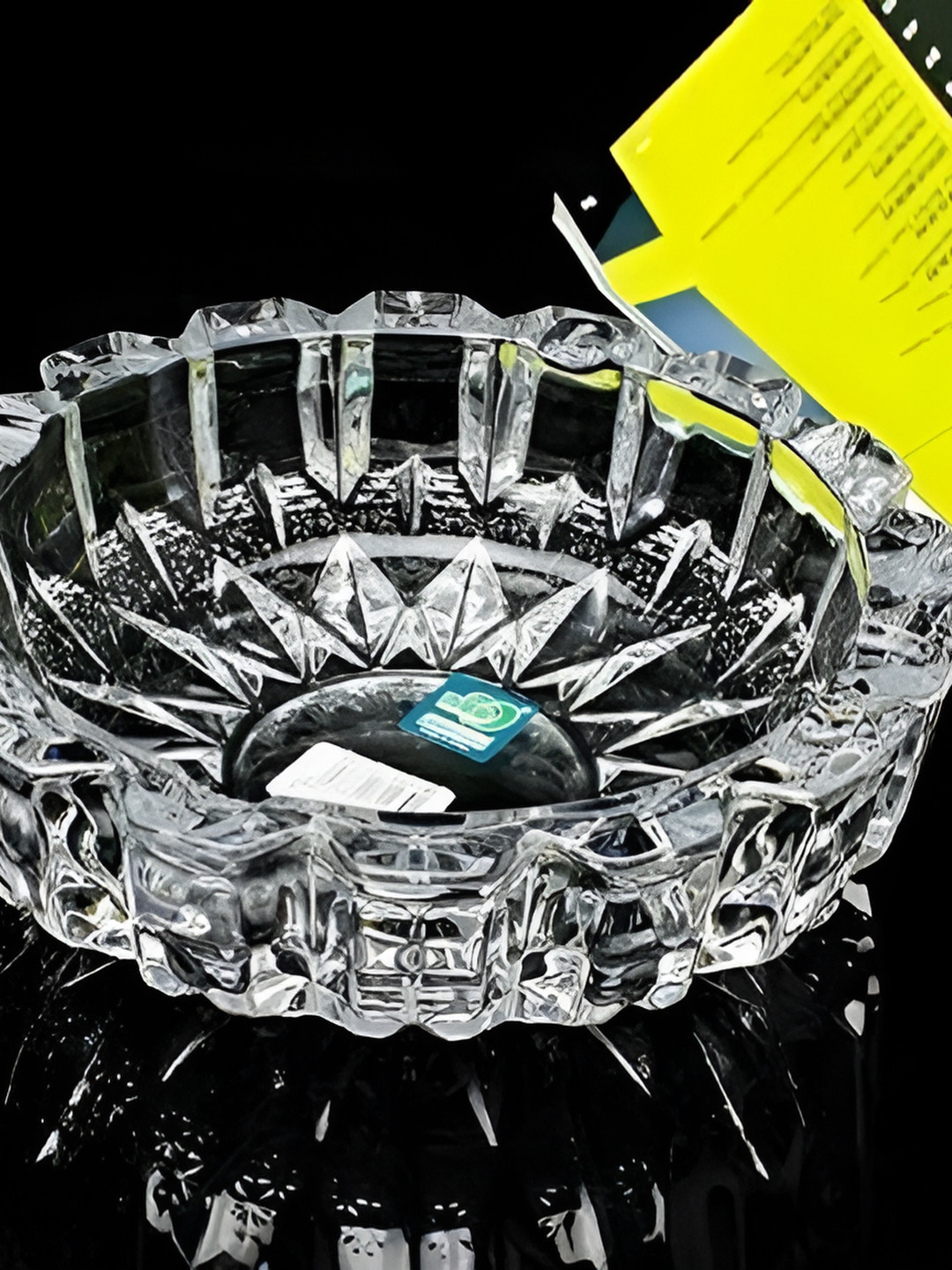 Navyaksh Turtle with Plate Transparent Crystal Glossy Home Office Set of 2 Small Showpieces - 5.1 Inches