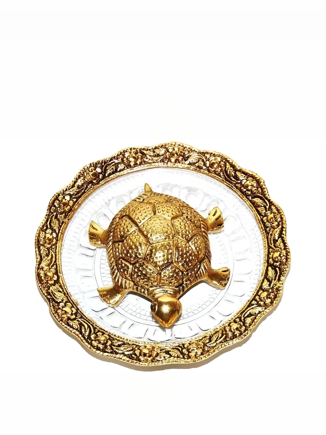 Navyaksh Feng Shui Tortoise Gold Glass Mirrored Study Room Set of 2 Small Showpieces - 3.1 Inches