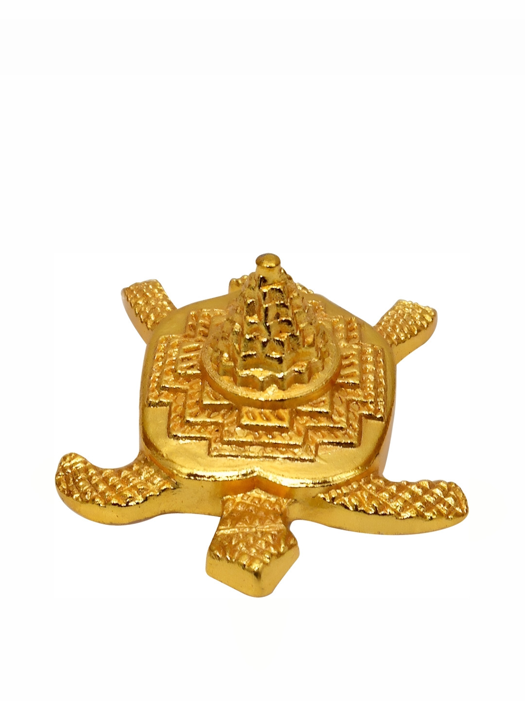Navyaksh Turtle with Plate Gold Metal Metallic Prayer Room Small Showpiece -