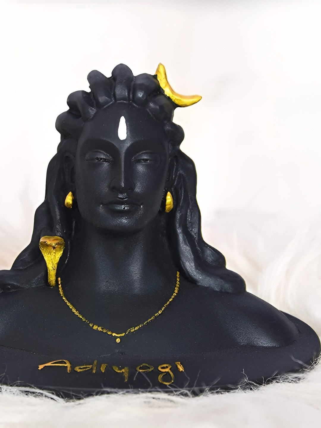 Navyaksh Black Polyresin Natural Prayer Room Tiny Showpiece - 5.1 Inches