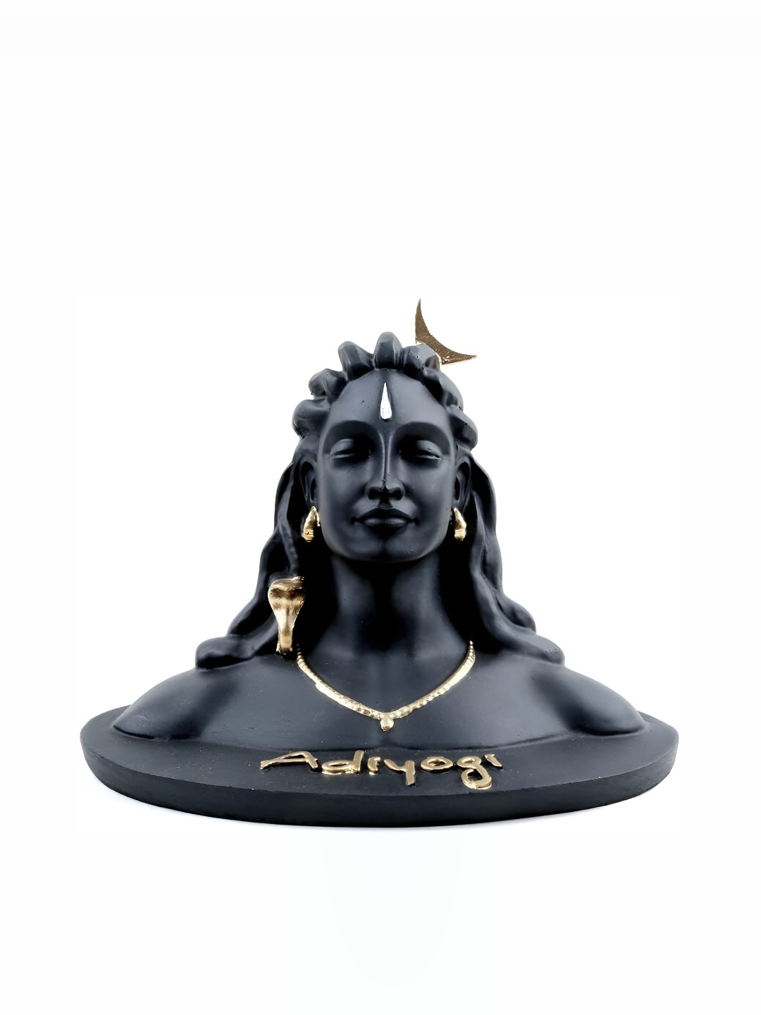 Navyaksh Adiyogi Lord Black Marble Glossy Living Room Small Showpiece - 3.1 Inches