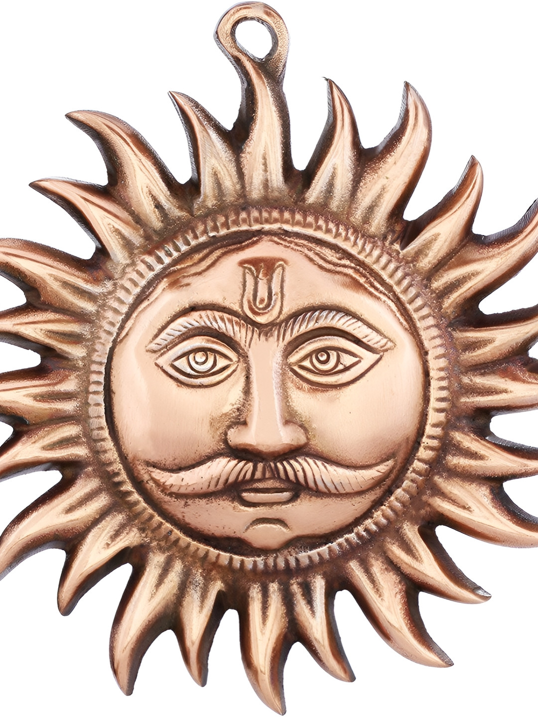 Navyaksh Wall Hanging Lord Sun Copper Brass Metallic Prayer Room Small Showpiece - 3.1 Inches
