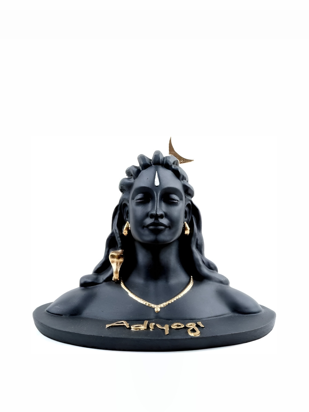 Navyaksh Adiyogi Shiva Black Polyresin Glossy Prayer Room Small Showpiece - 4.7 Inches