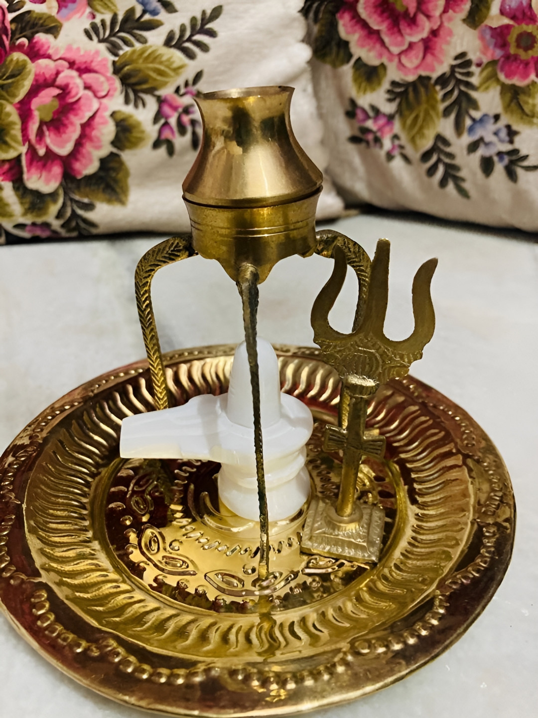 Navyaksh Shivling White Metal Metallic Prayer Room Set of 5 Small Showpieces - 5 Inches