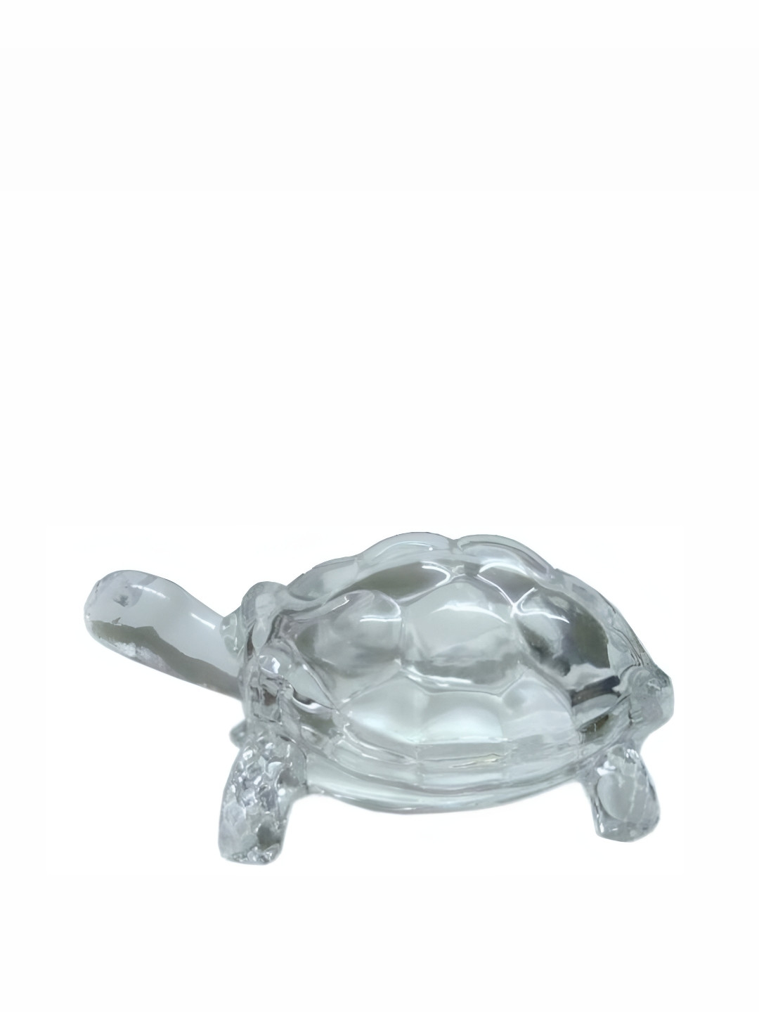 Navyaksh Turtle with Plate Transparent Glass Glossy Living Room Set of 2 Small Showpieces - 4.3 Inches