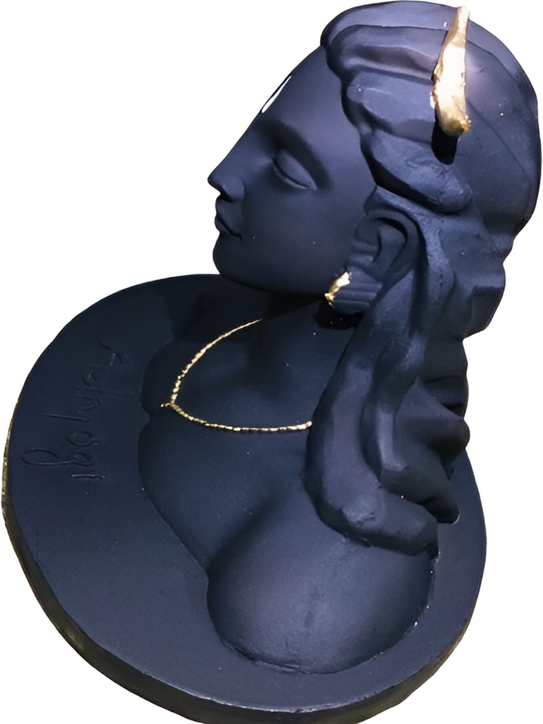 Navyaksh Adiyogi God Black Marble Glossy Prayer Room Hand-Crafted Small Showpiece - 6.7 Inches