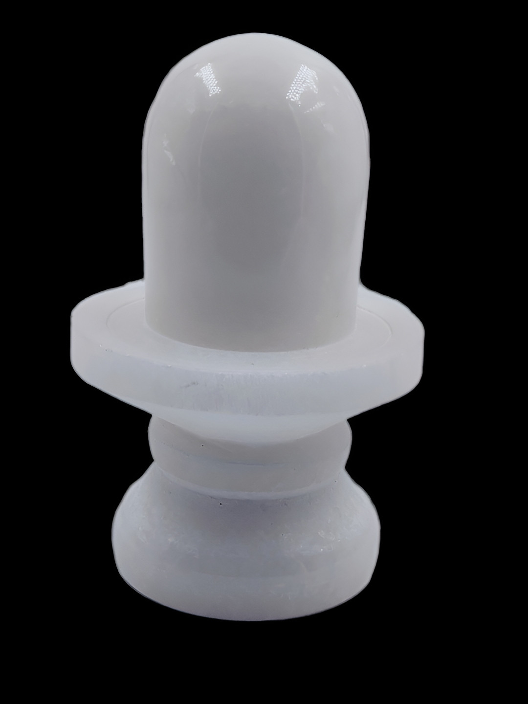 Navyaksh Shiva Lingam Shivling White Marble Glossy Prayer Room Small Showpiece - 5.9 Inches