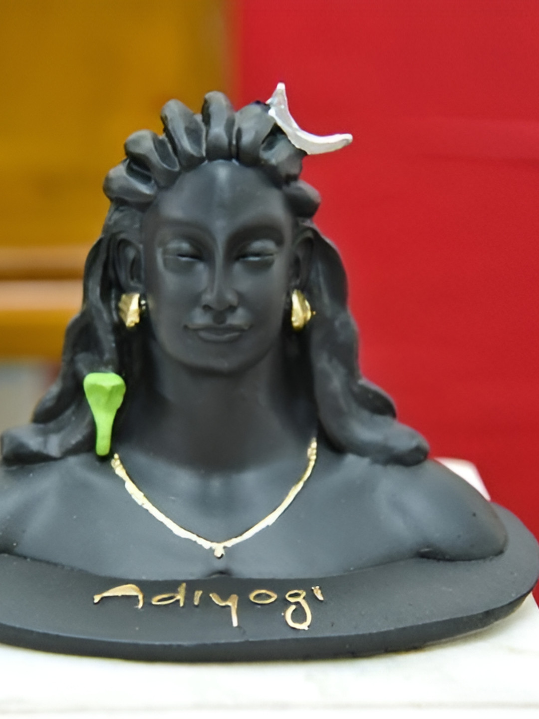 Navyaksh Shiva Black Marble Glossy Prayer Room Small Showpiece - 3.1 Inches