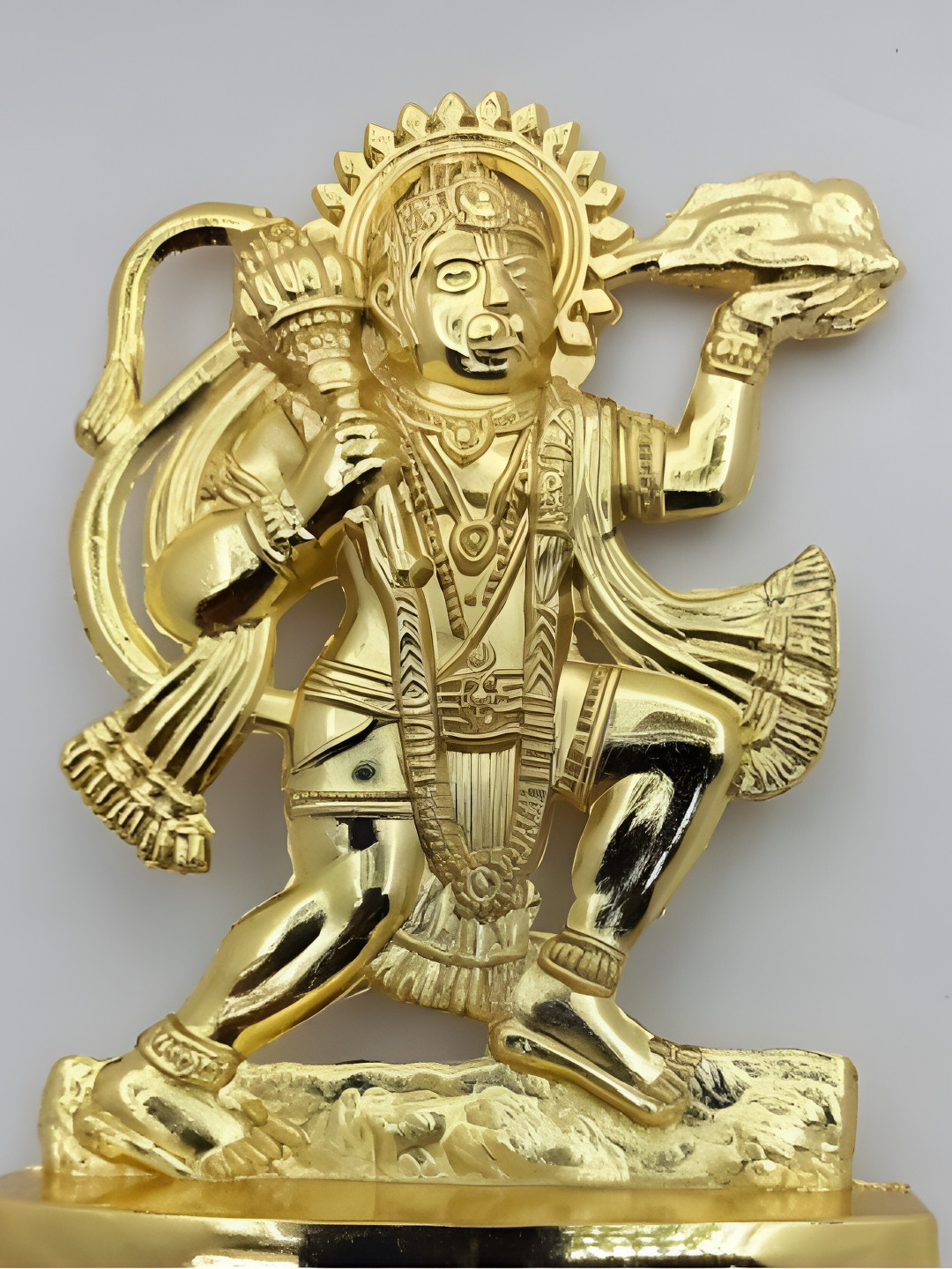 Navyaksh Hanuman Ji Gold Metal Metallic Prayer Room Small Showpiece - 3.1 Inches