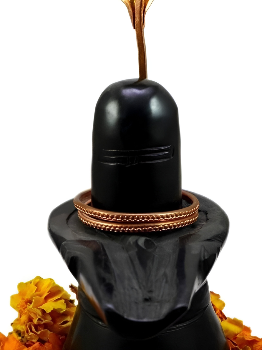 Navyaksh Shivling Black Marble Glossy Prayer Room Tiny Showpiece - 3.1 Inches