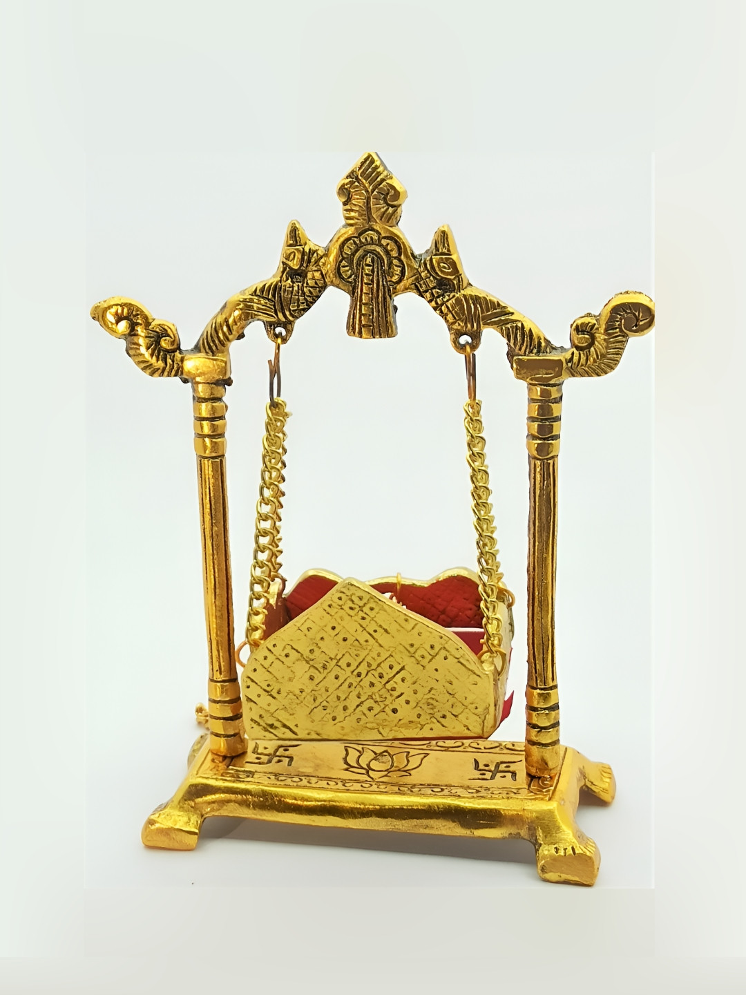Navyaksh Laddu Gopal Jhula Gold Metal Metallic Living Room Small Showpiece - 4.3 Inches
