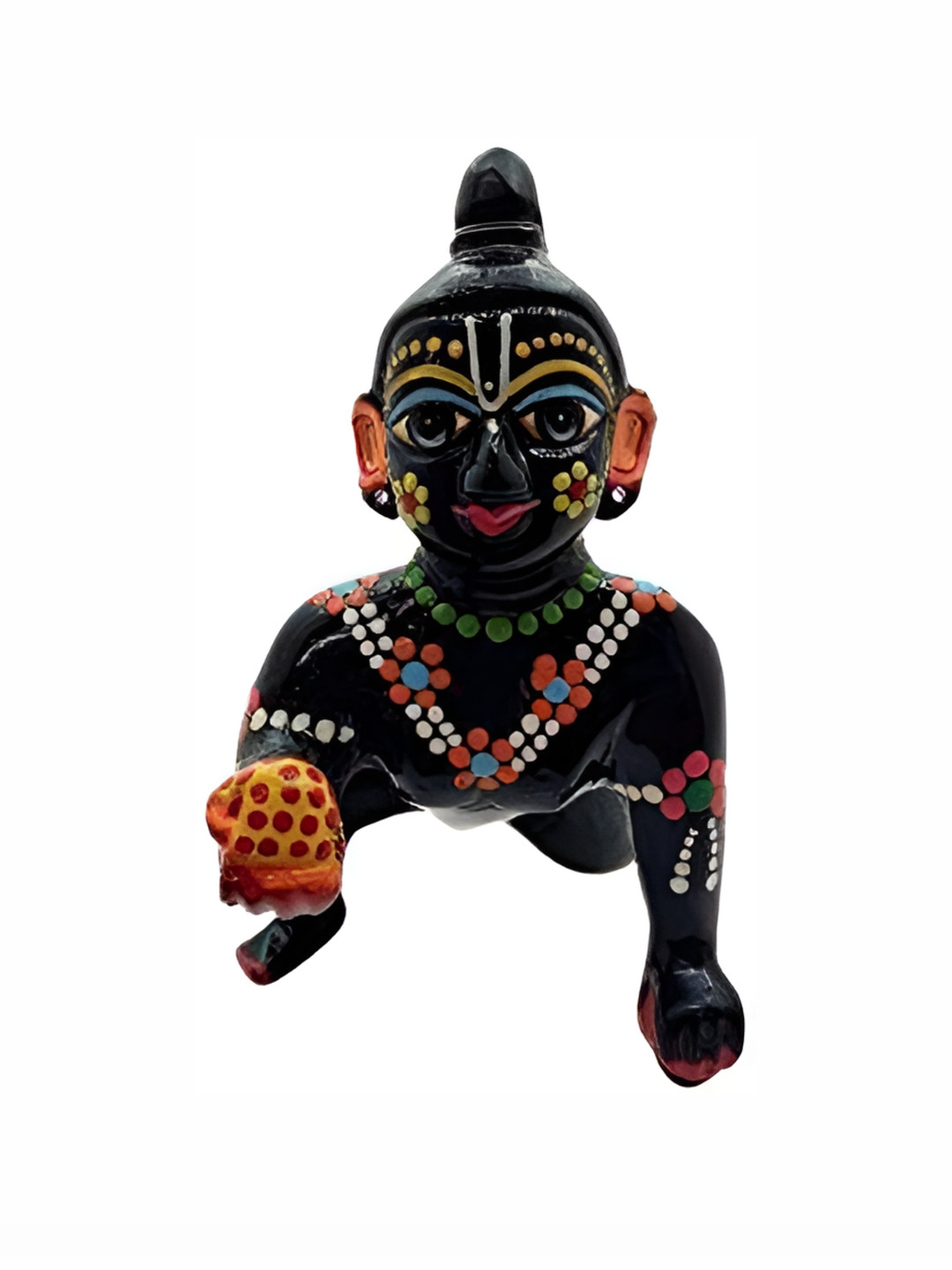 Navyaksh Laddu Gopal Black Brass Matte Prayer Room Small Showpiece - 4.3 Inches