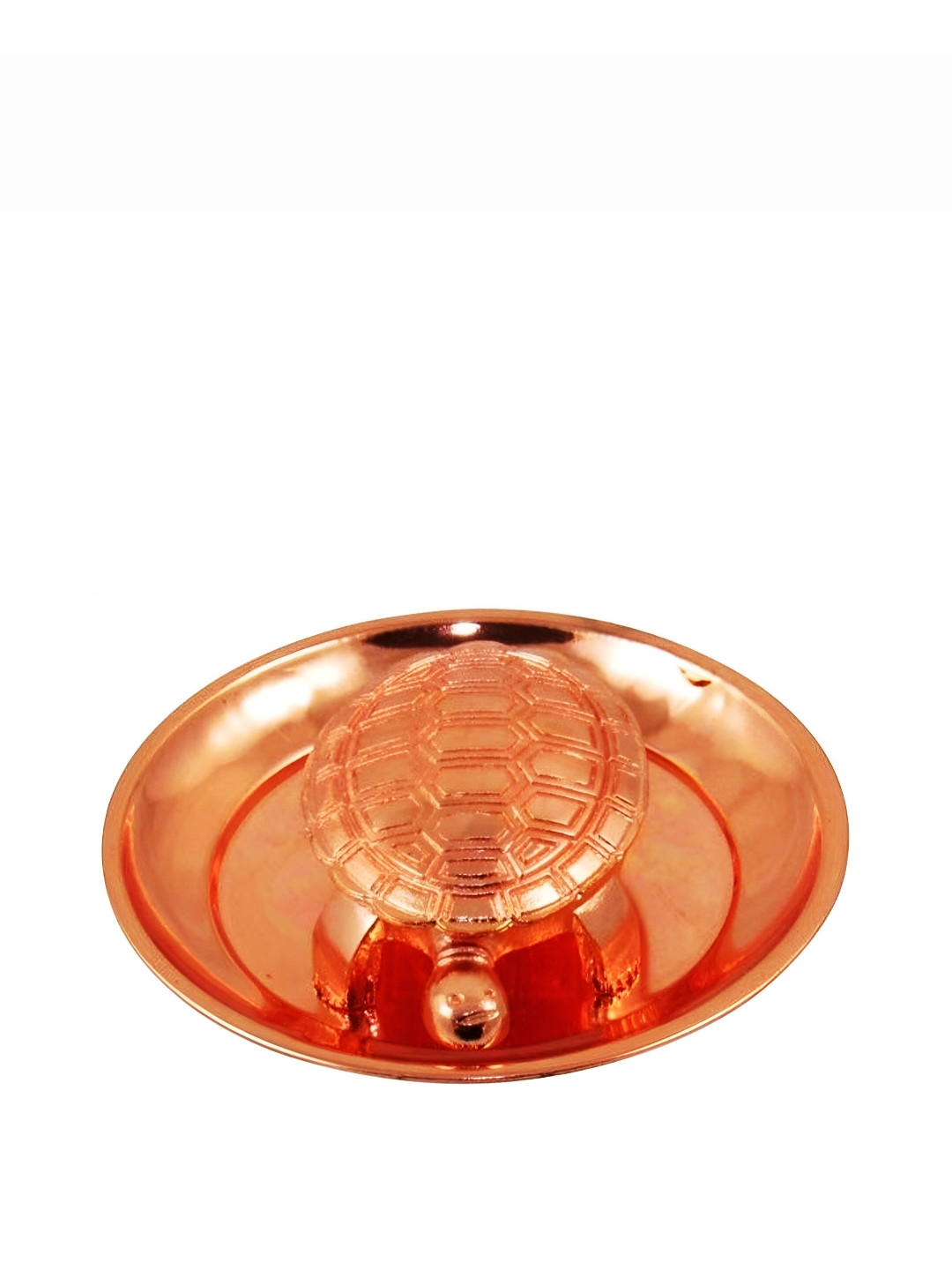 Navyaksh Tortoise with Plate Copper Metal Metallic Living Room Set of 2 Tiny Showpieces - 4.3 Inches