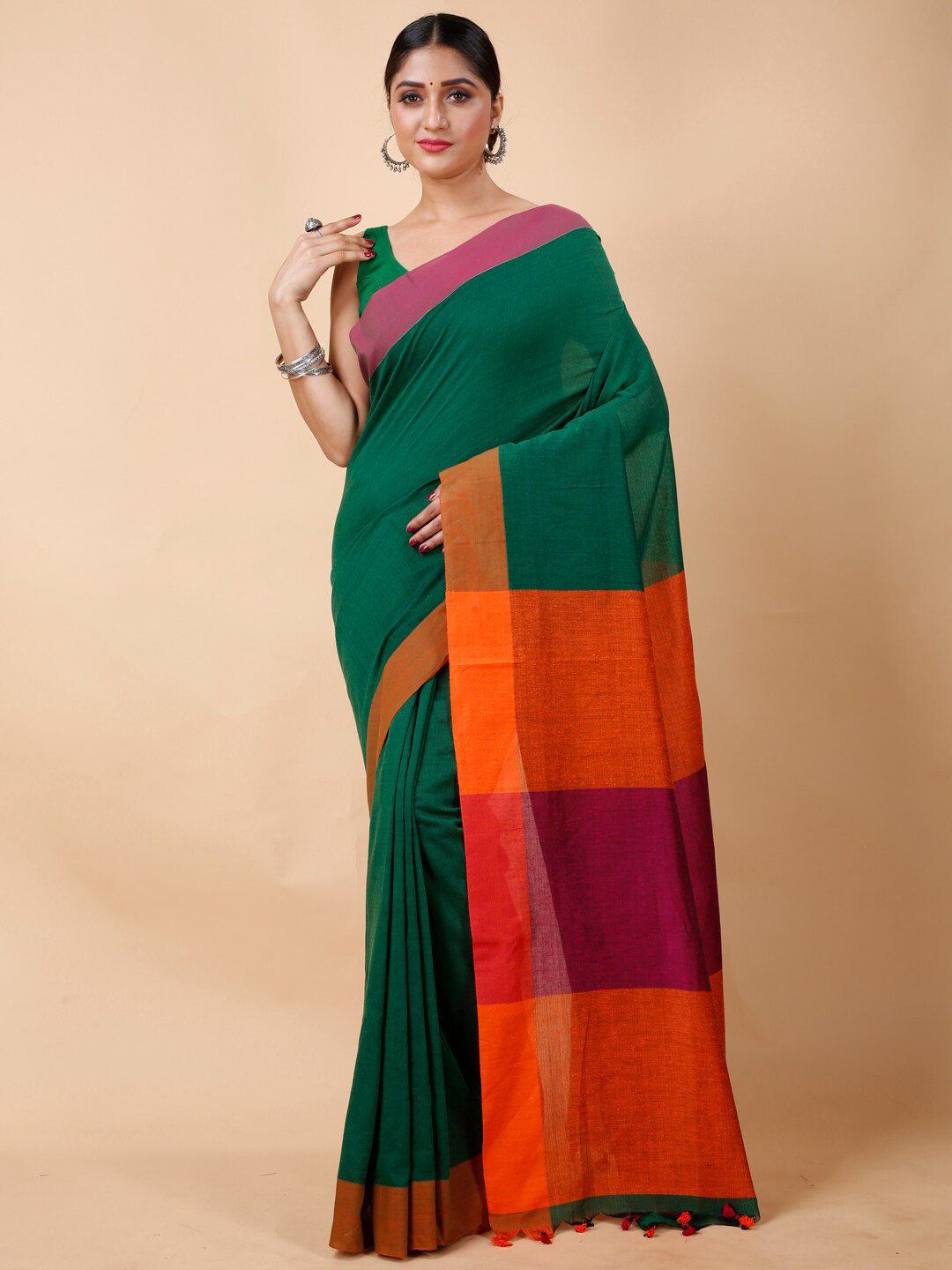 Ruuprekha Thick Border Pure Cotton Saree