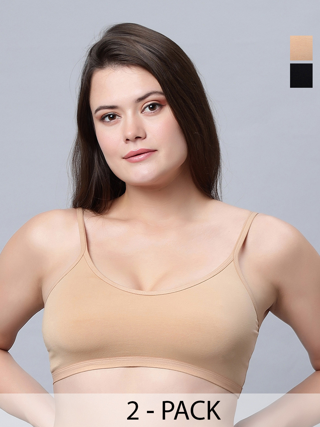In Care Pack Of 2 Full Coverage Non Padded Pure Cotton Sports Bra With All Day Comfort