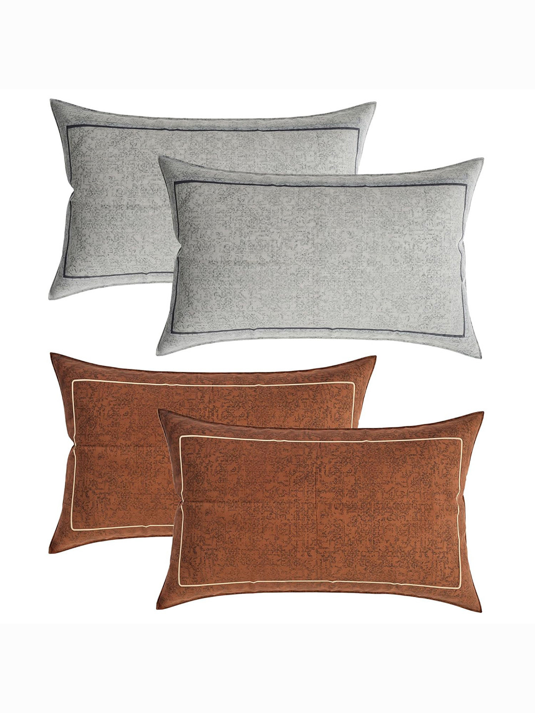 Kuber Industries Grey 4 Pcs Abstract Print Hypoallergenic Cotton Rectangle Pillow Covers