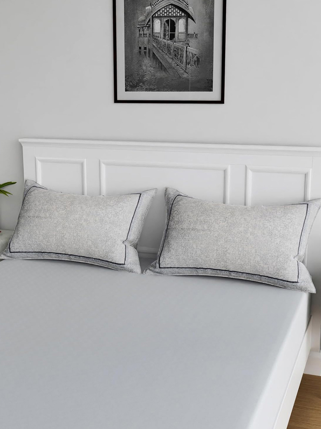 Kuber Industries Set of 4 Abstract Print Cotton Rectangle Grey Pillow Covers