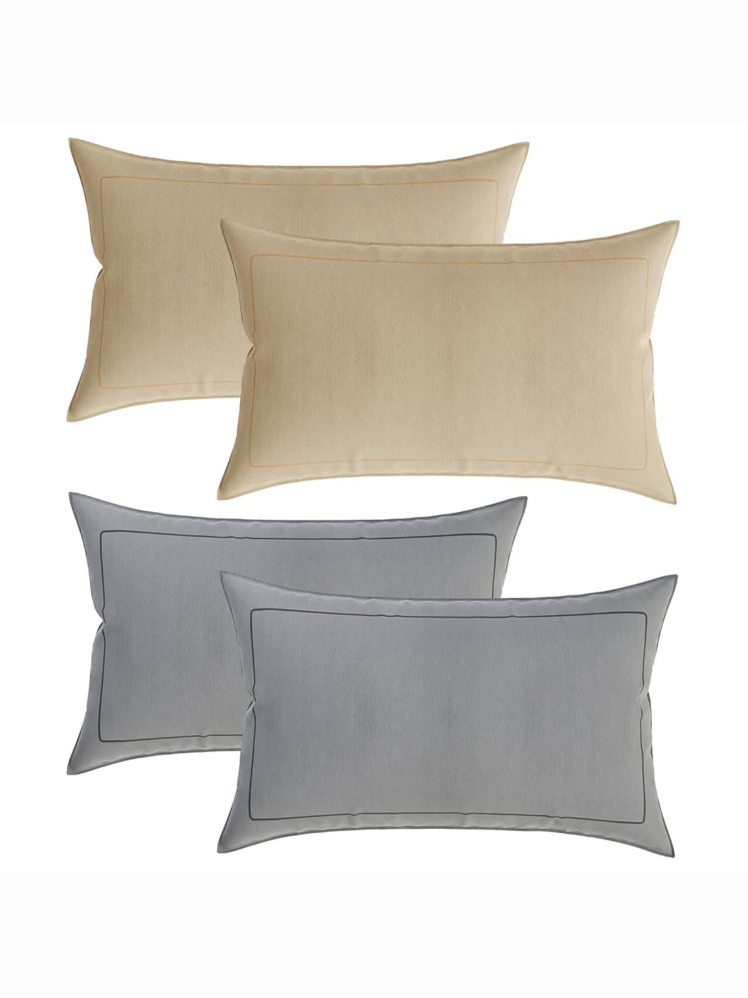Kuber Industries Beige 4 Pieces Hypoallergenic Pure Cotton Rectangle Pillow Covers