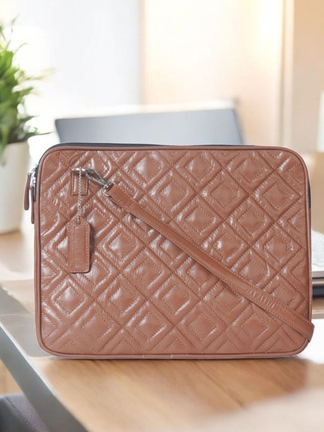 PERKED Unisex Textured Leather Laptop Sleeve Up to 13 inch