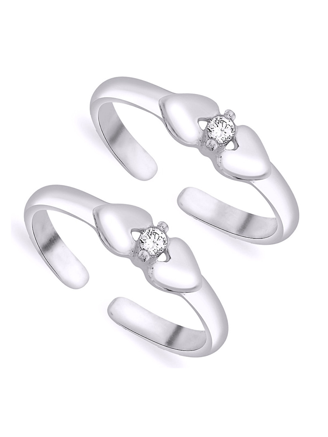 Taraash Set Of 2 925 Sterling Silver Heart Toe Rings