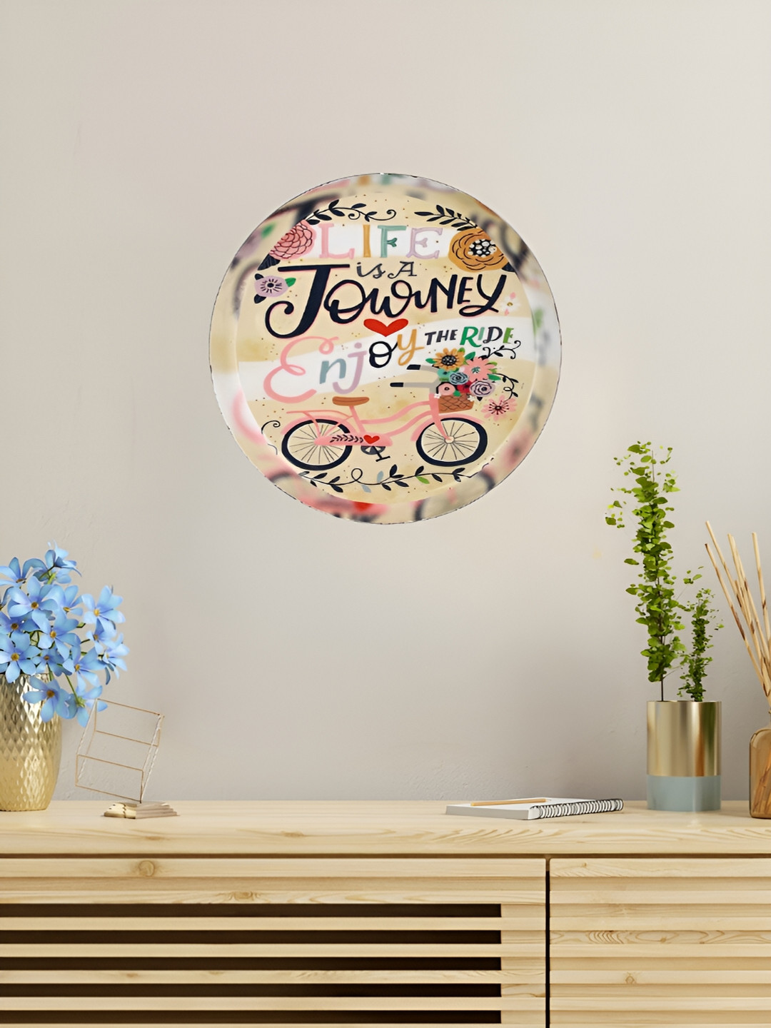 Homspurts Wall Plates Metal Floral Glossy Hanging Hall -10In