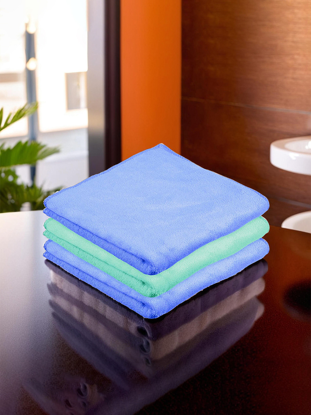 Kuber Industries Blue & Green 3 Pieces Kitchen Towels