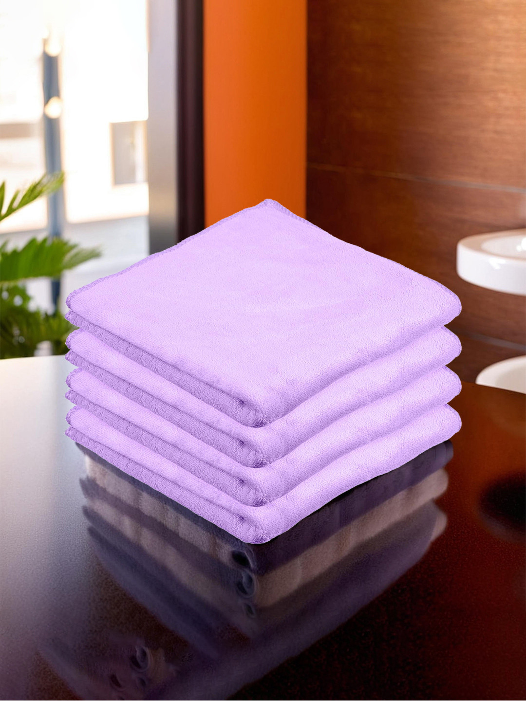 Kuber Industries Purple 4 Pieces Microfibre Kitchen Towels