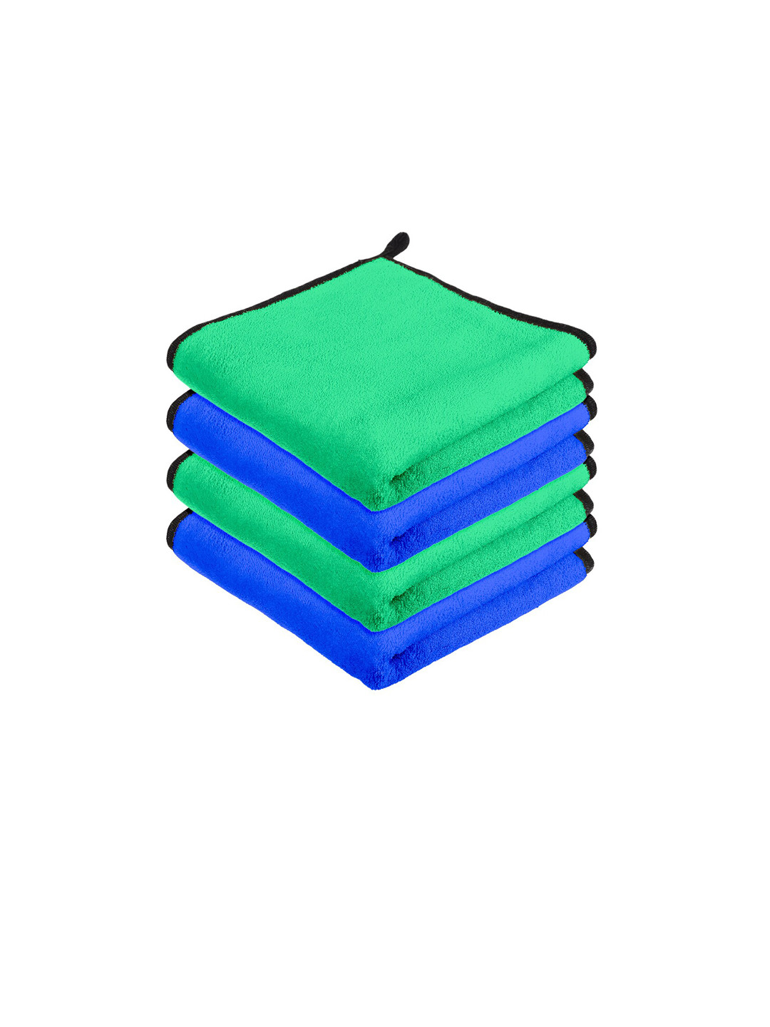 Kuber Industries Blue & Green 4 Pcs Microfiber Kitchen Towels With Hanging Loop