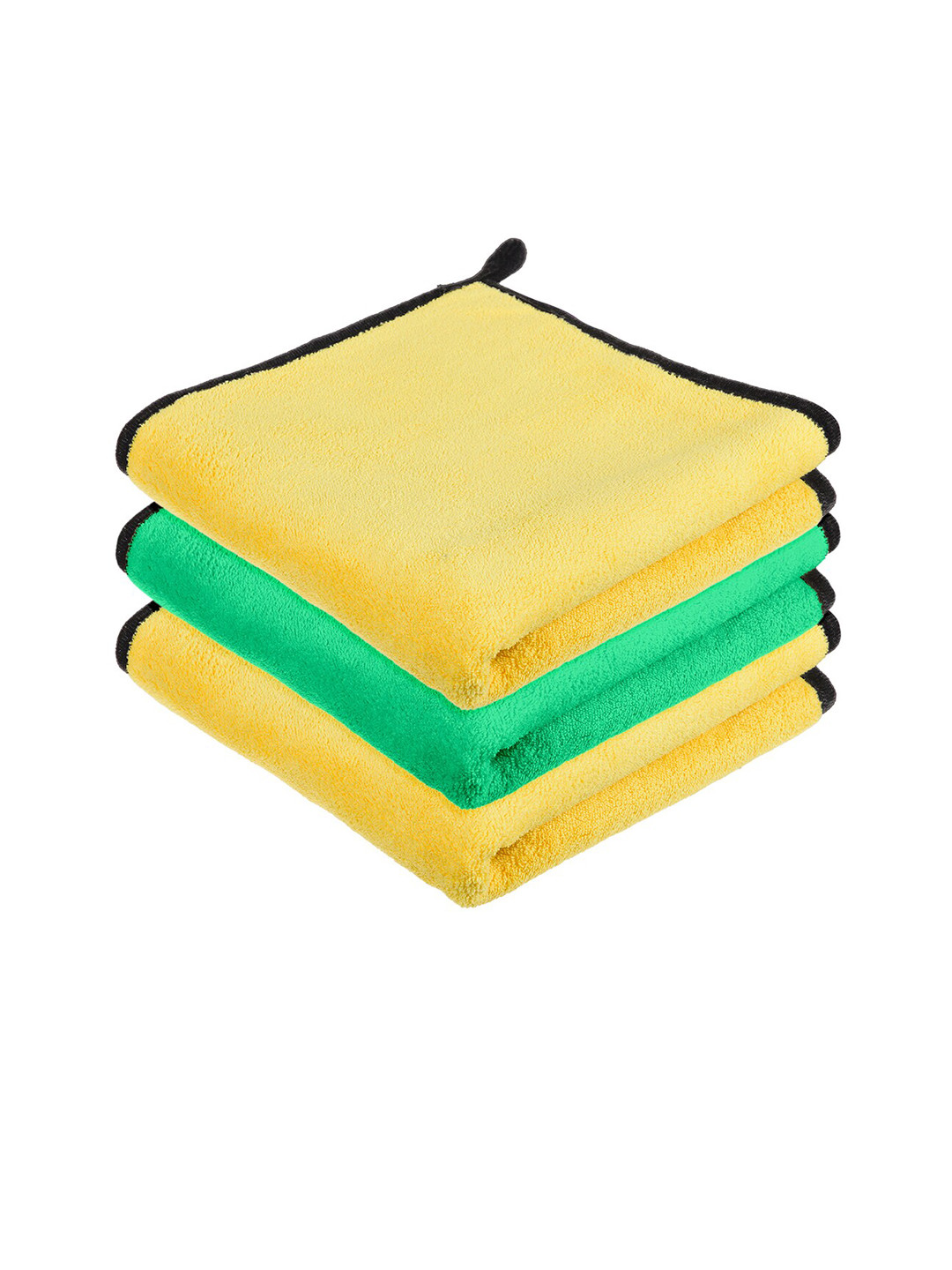 Kuber Industries Yellow & Green 3 Pcs Microfiber Kitchen Towels With Hanging Loop
