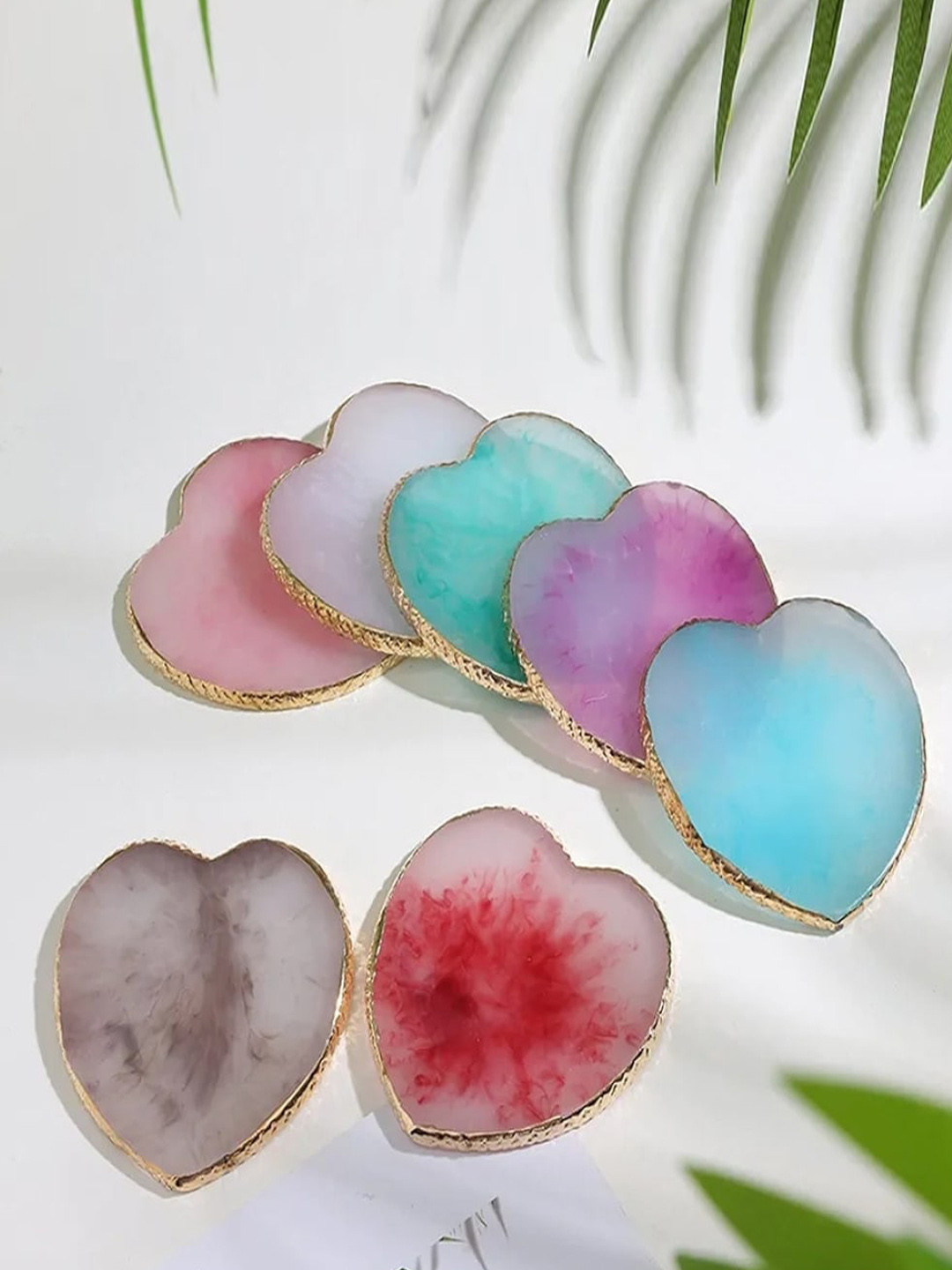 FEELHIGH Heart Shape Resin Nail Art Mixing Colors Palette
