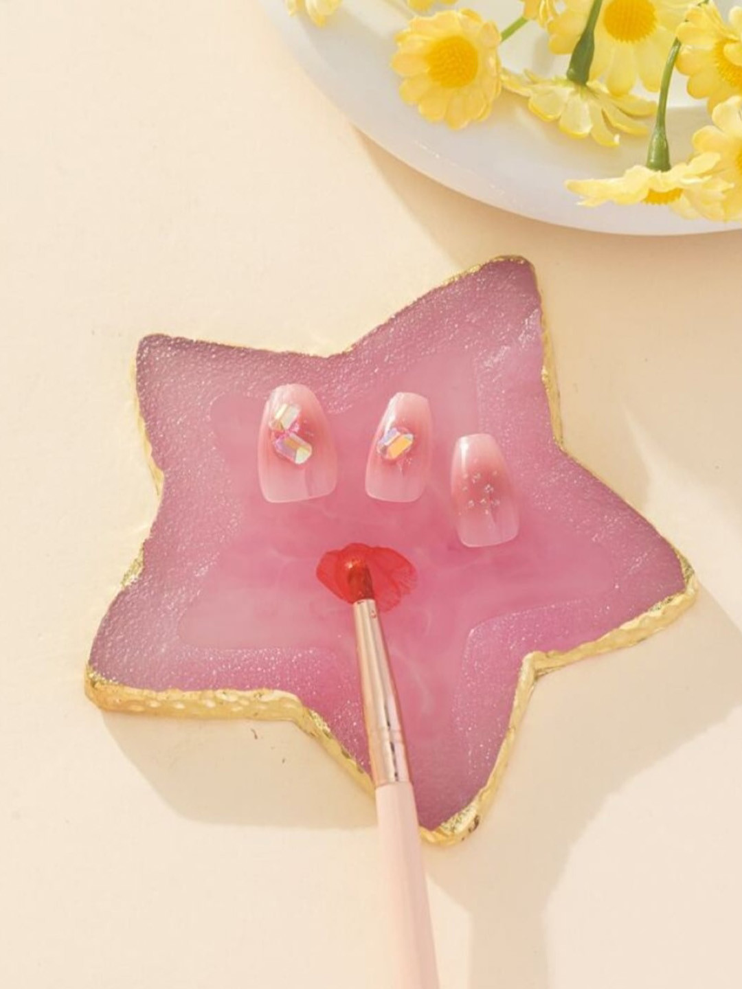 FEELHIGH Star Shape Resin Nail Art Painting Palette - Grey