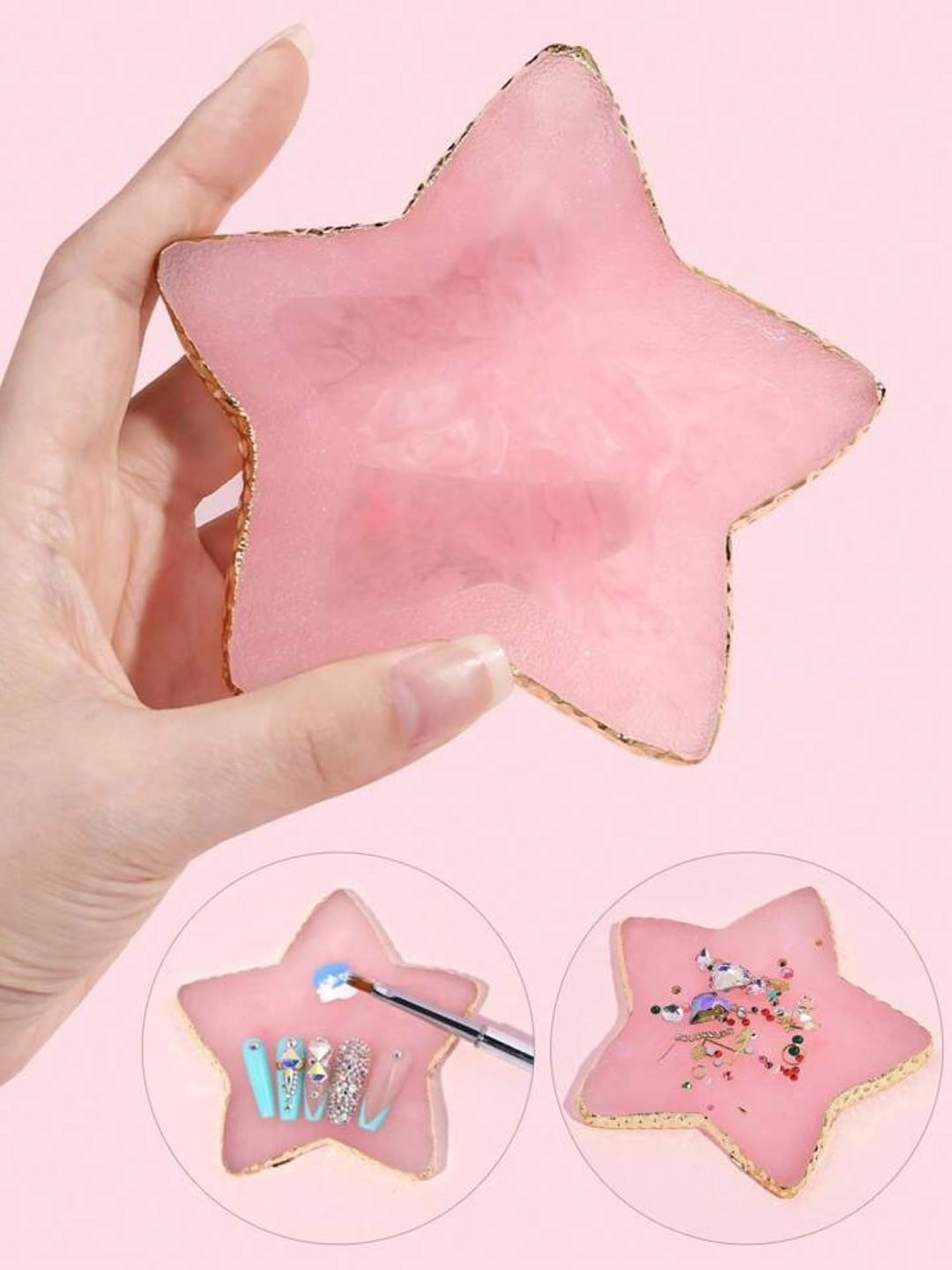 FEELHIGH Star Shape Resin Nail Art Painting Palette - Pink