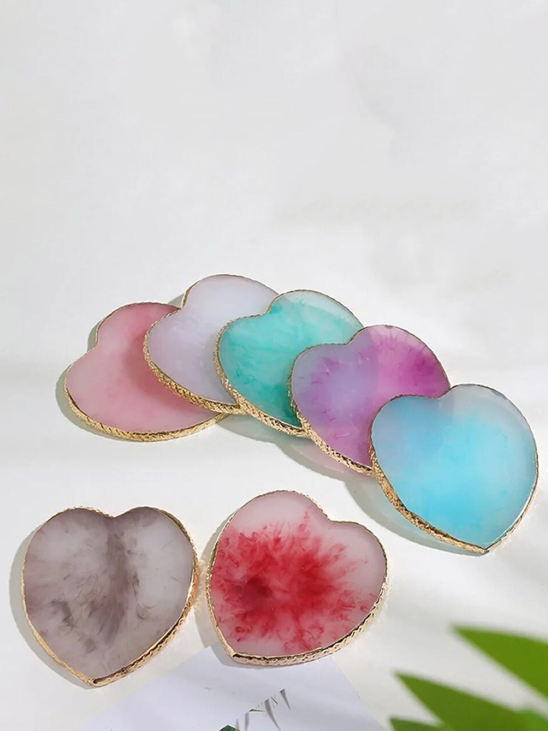 FEELHIGH Heart Shape Resin Nail Art Painting Palette - Red