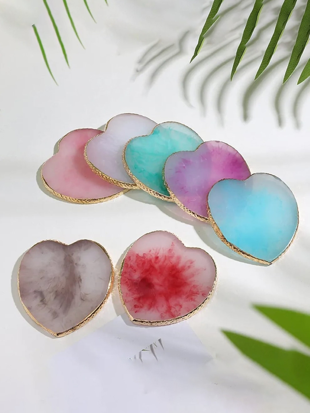 FEELHIGH Heart Shape Resin Nail Art Painting Palette - Green