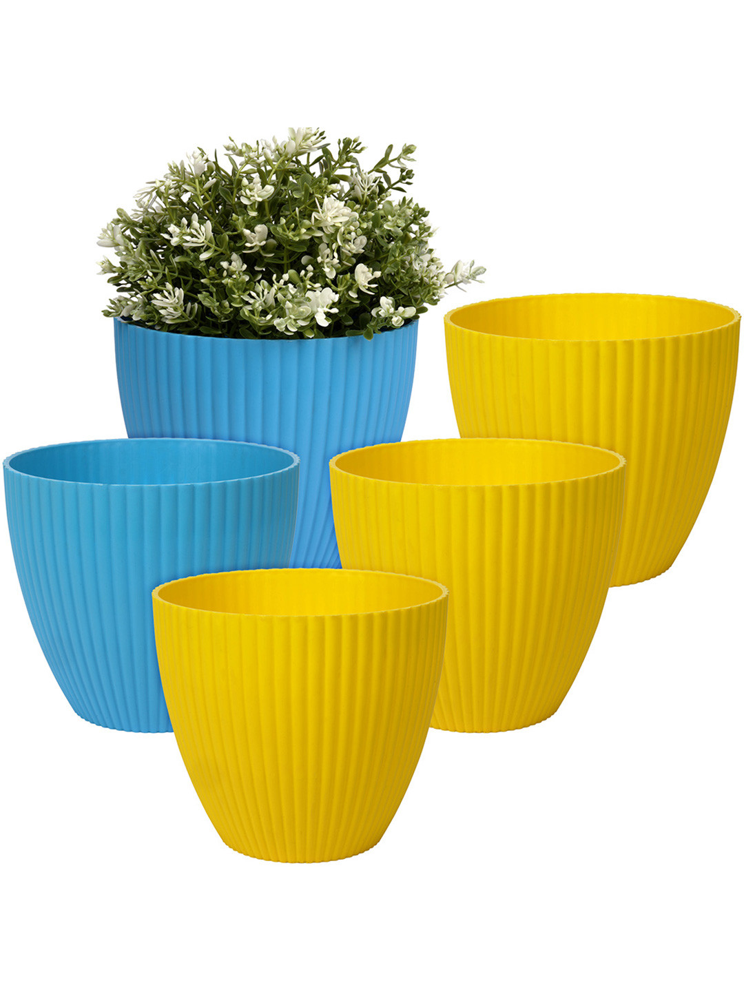 Kuber Industries Turquoise-Blue Textured Planter