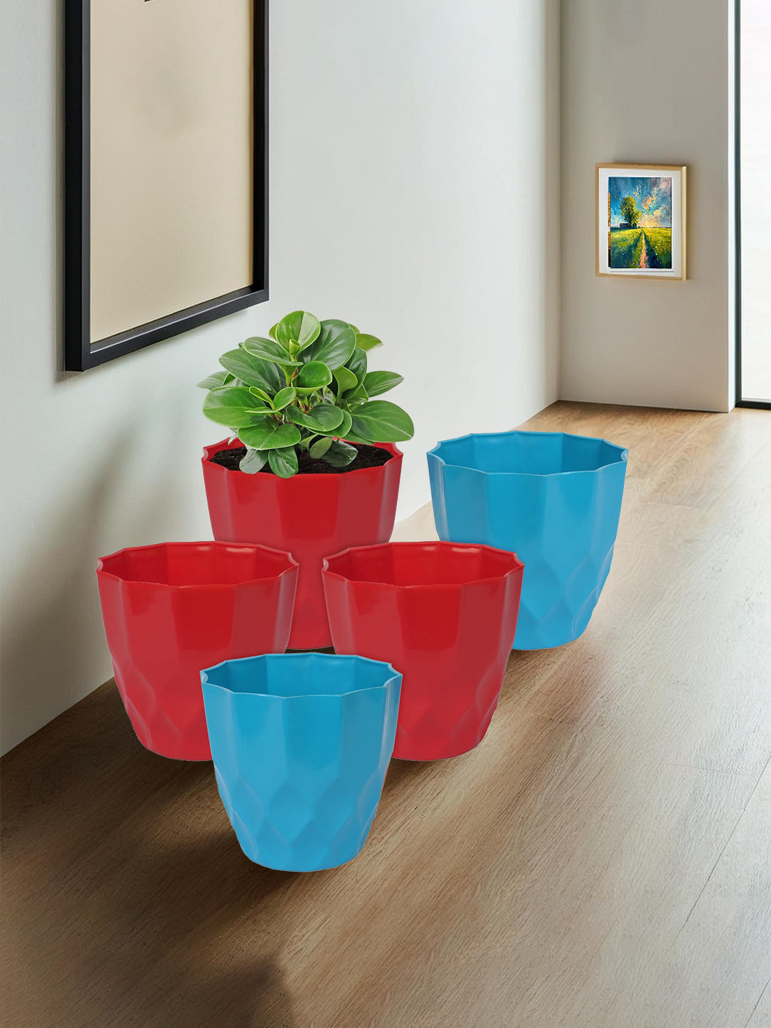 Kuber Industries Pack of 5 Flower Planter Pots for Garden & Balcony