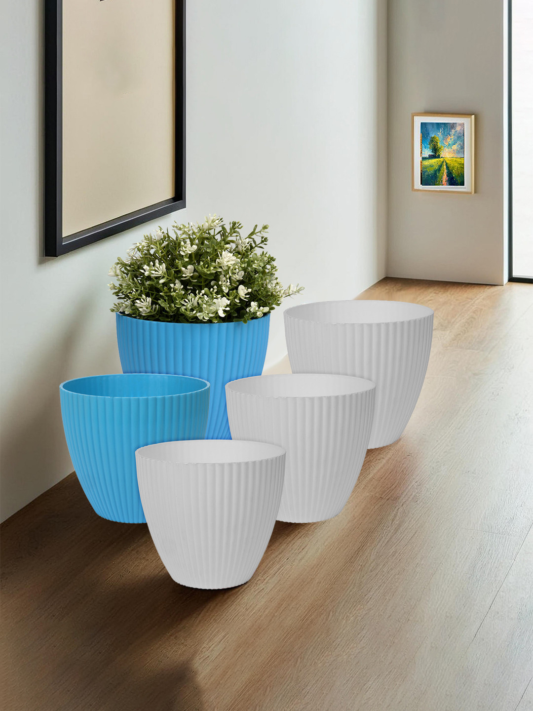 Kuber Industries Pack of 5 Flower Planter Pots for Garden & Balcony