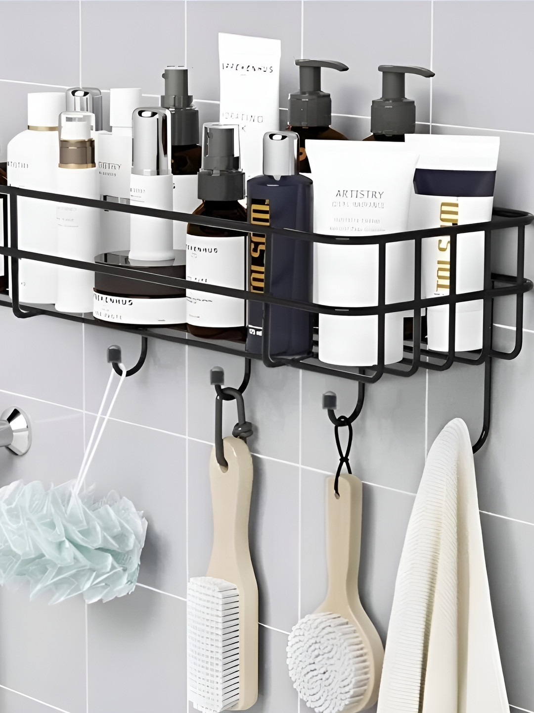 Well Set Black Iron Bathroom Caddy