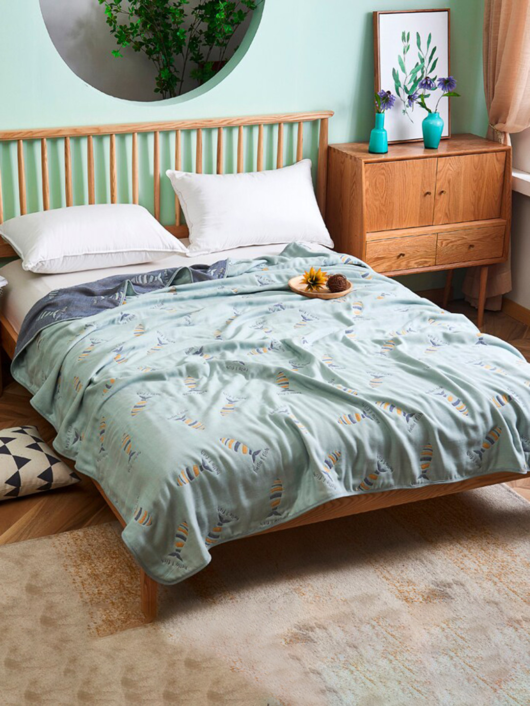 JC HOME Blue AC Room Single Bed Quilt