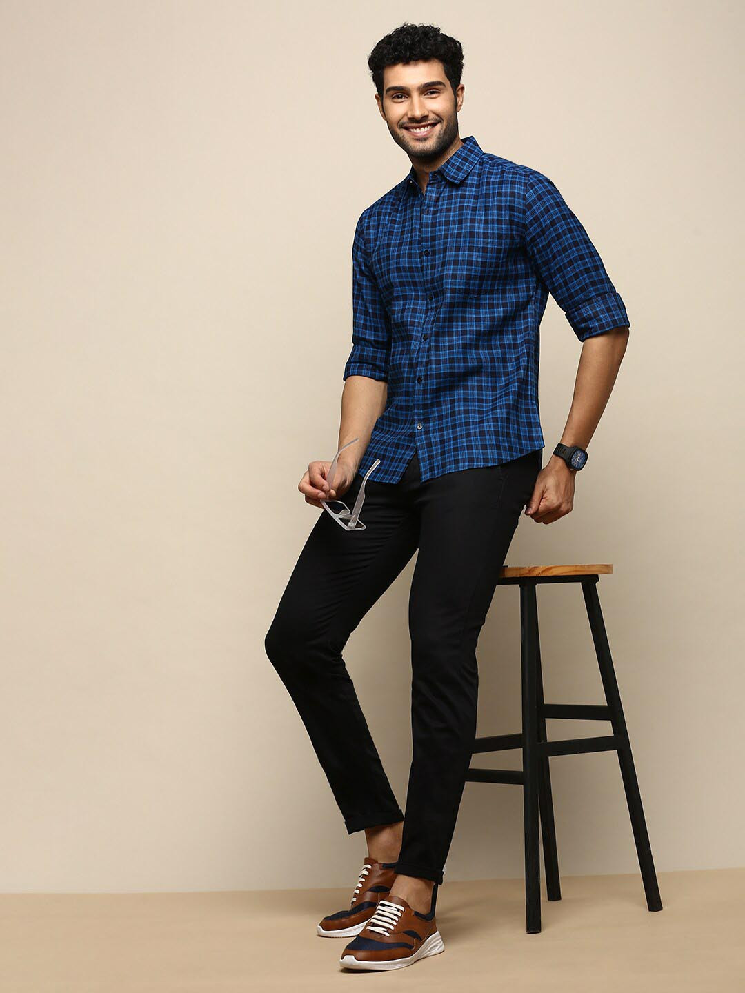 INVICTUS Sport Slim Fit Tartan Checks Cotton Casual Shirt