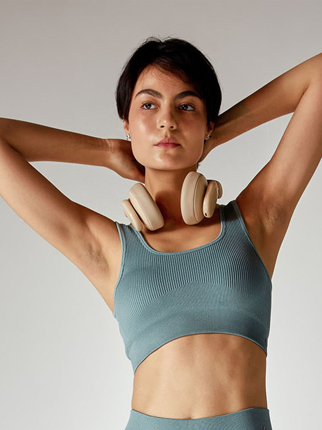 Cava Slate Blue Contoured Seamless Sports Bra